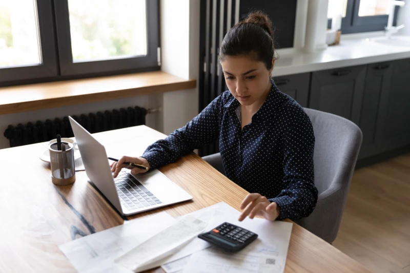 woman checking finances